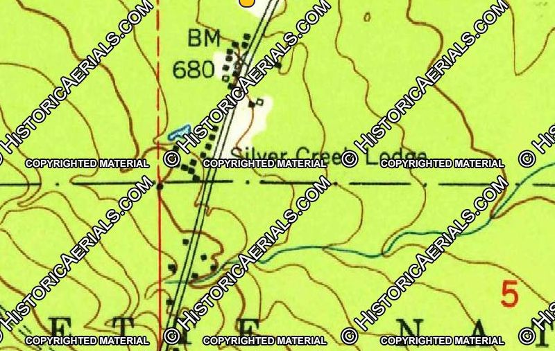 The Lodge At Silver Creek (Silver Creek Lodge) - 1958 Topo Map Showing Cabins